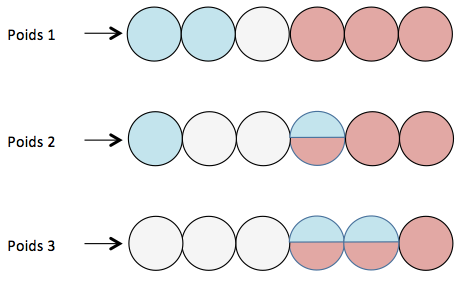 Figure 5 – Exemple de variation de poids d’un même type d’atome